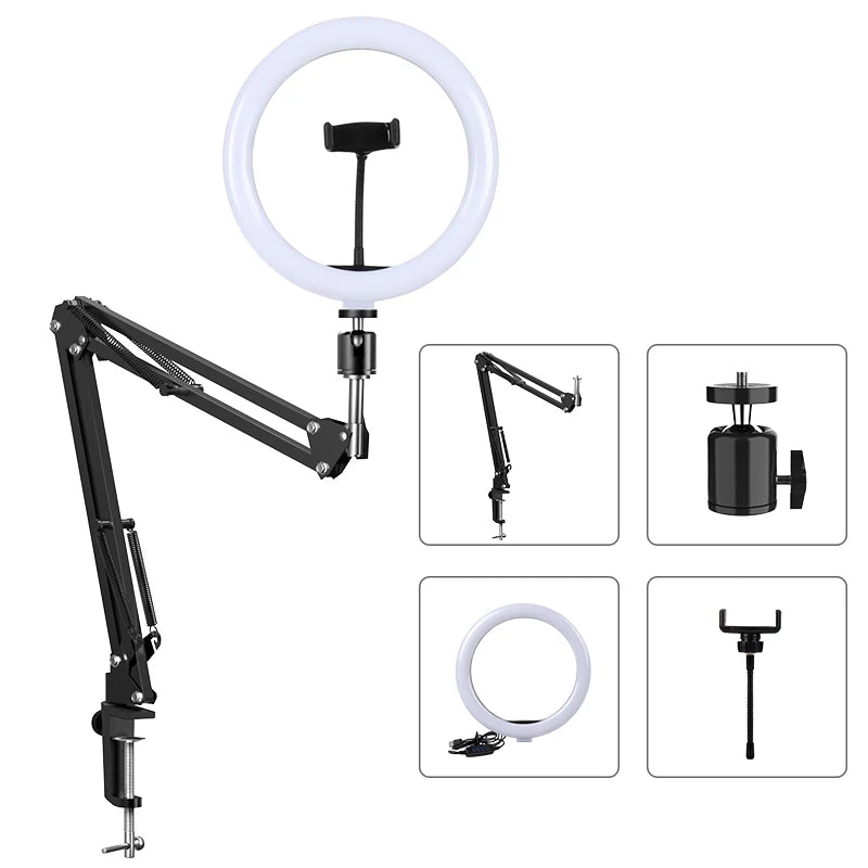 Long arm bracket + 26cm ring light