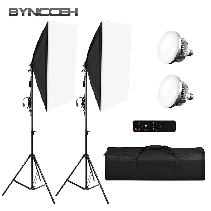 Professional Photography Lighting Studio Light 88W Softbox Kit Continuous-Lighting Soft box 3200-5500K LED Bulbs +2M Light Stand